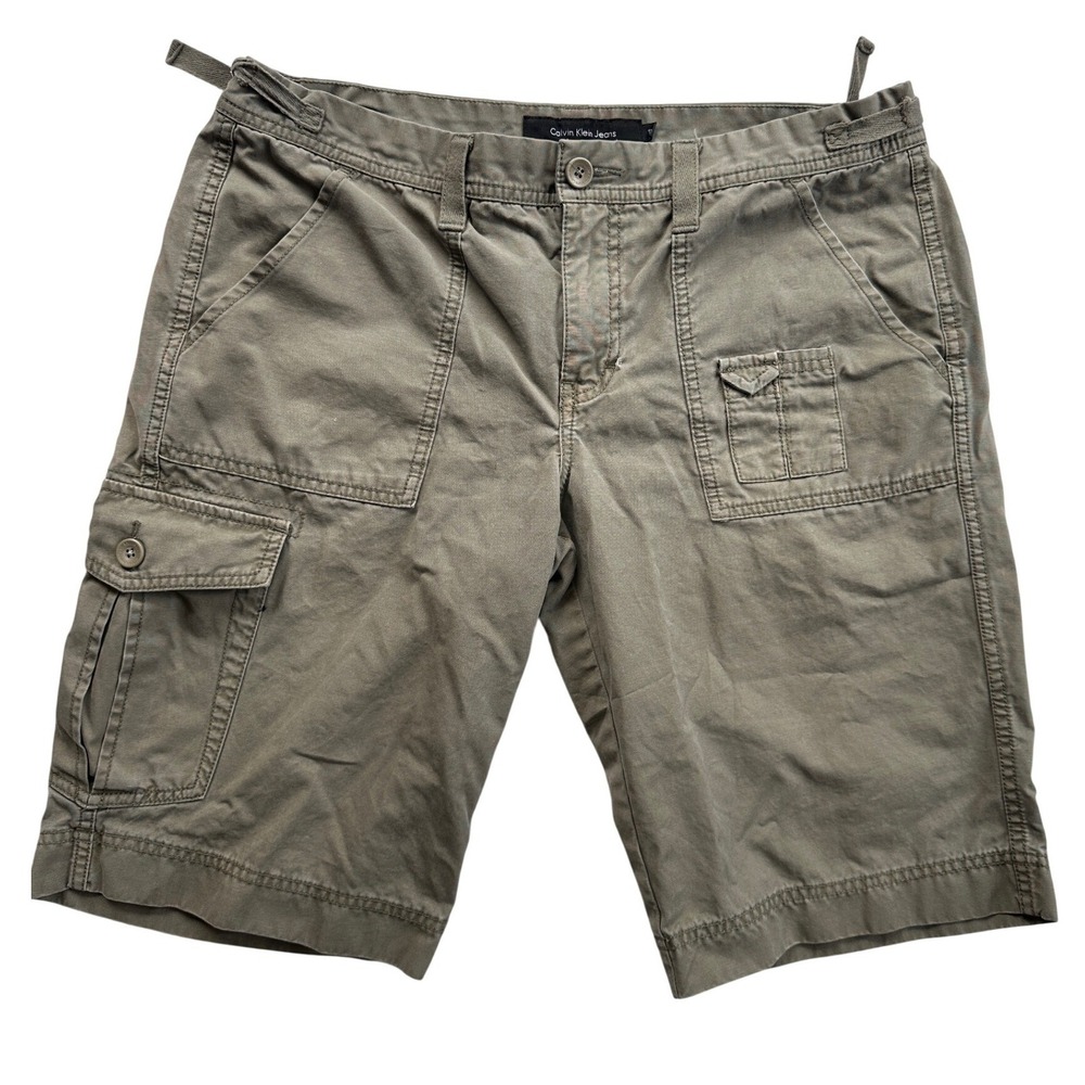 Calvin Klein Jeans Cargo Shorts Women 12 Green Good Utility Canvas Bermuda